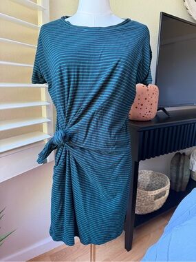 Vince Striped Blue & Green Tie-Waist Dress - Women, Small